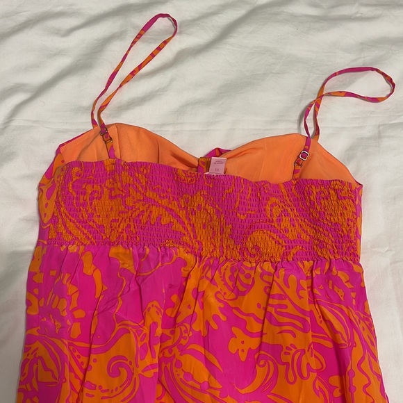 Lilly Pulitzer Silk Charlotte Dress Pop Pink Seaesta Orange Size XS - Picture 3 of 6